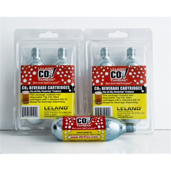 Leland Leland Mr. Fizz CO2 Tapgas Four 74g CO2 Cylinders Per Pack for Picnictap & Fridgetap 50502-002 - main